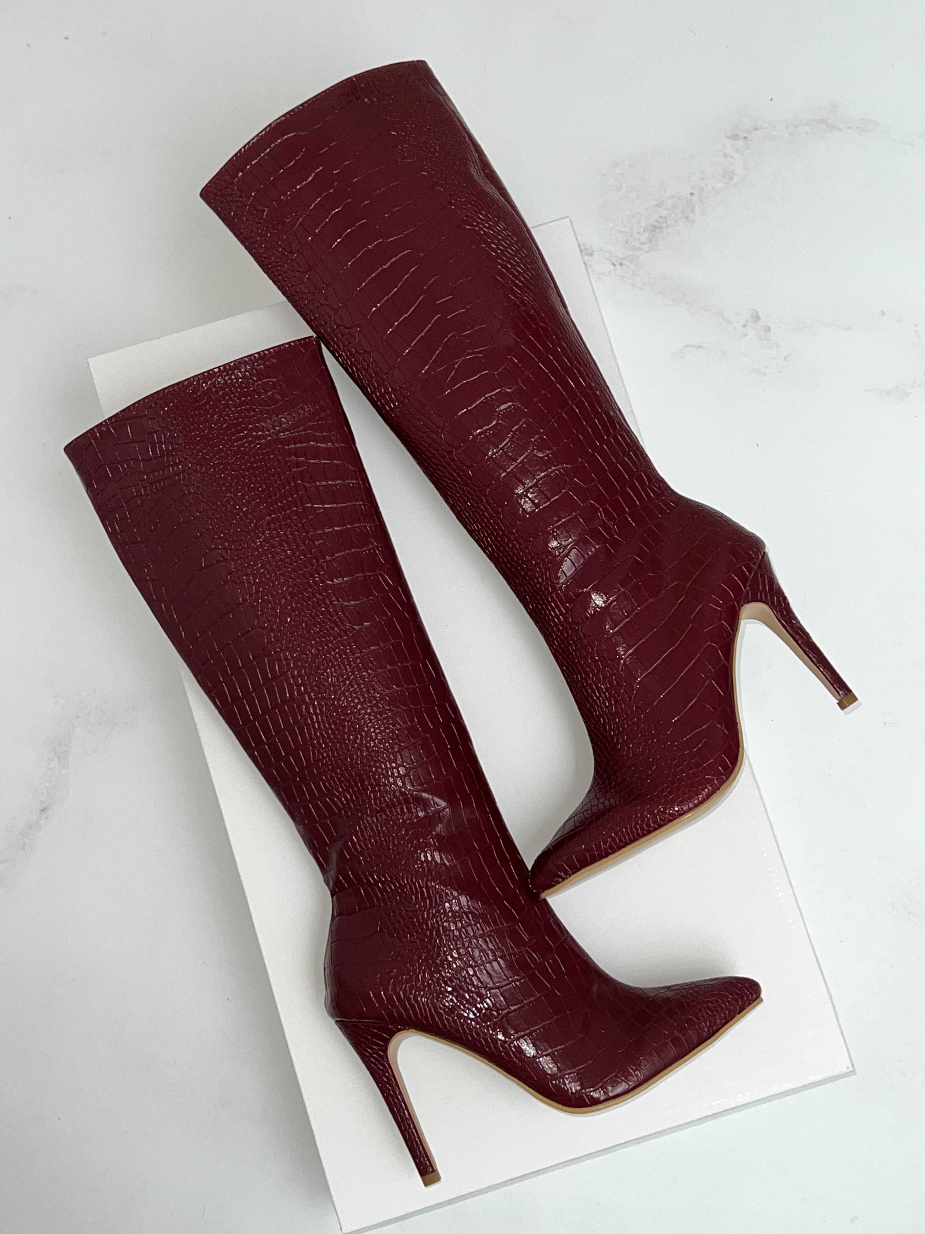 Bota croco charol vino