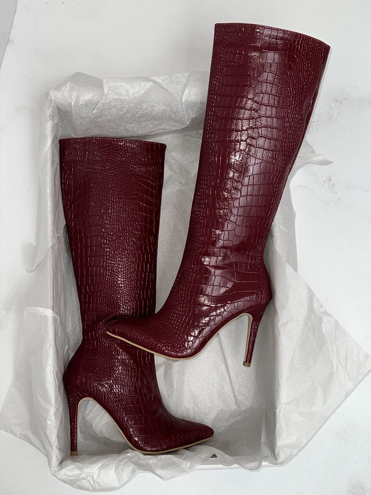 Bota croco charol vino